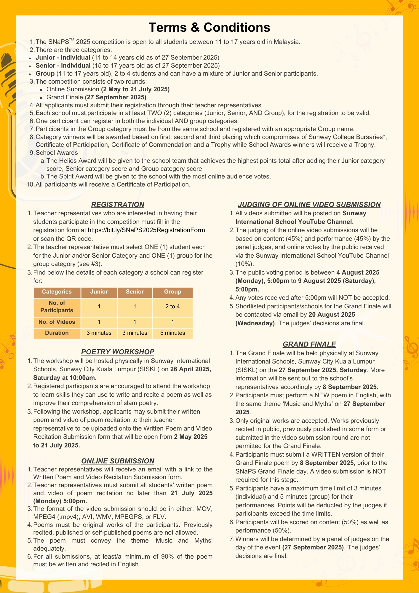 SNaPS™ 2025 Terms & Conditions