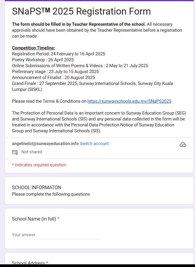 SNaPS ™ Registration Form