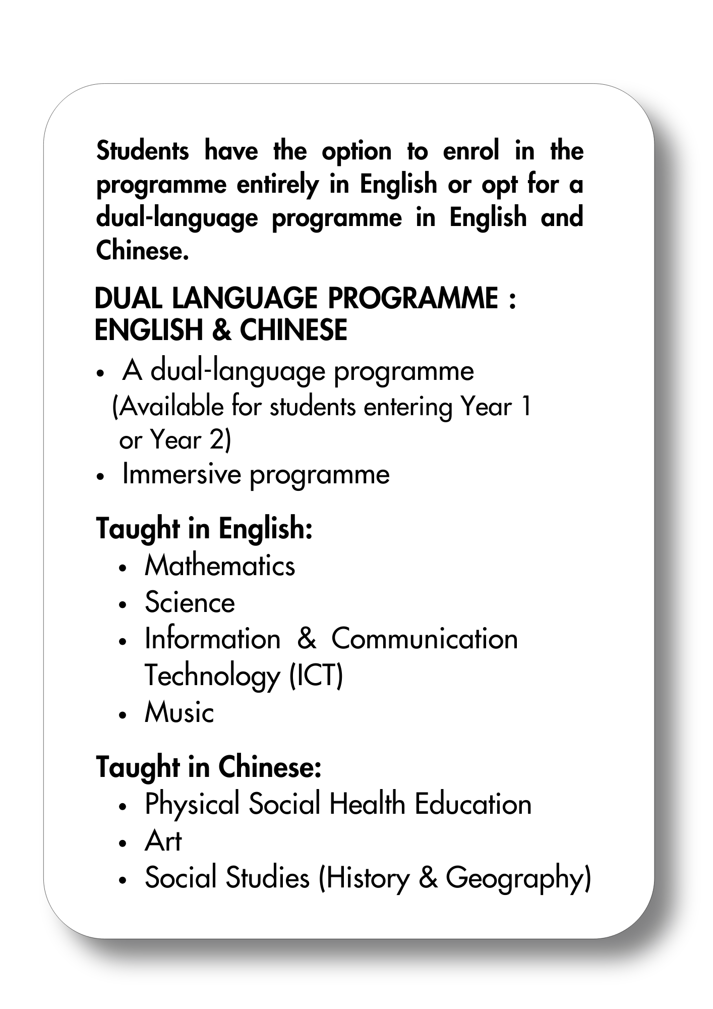 Dual Language Programme